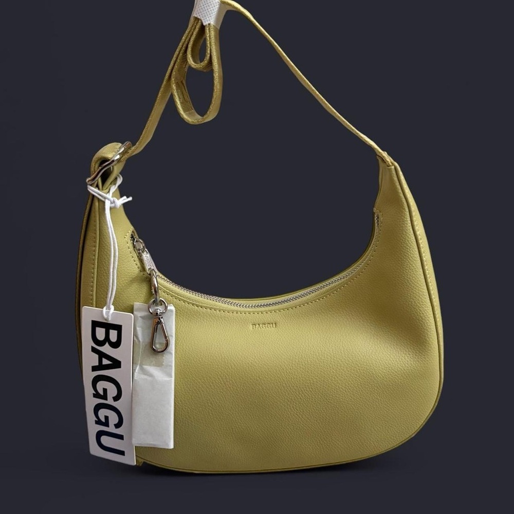 BAGGU Lemon Yellow Crescent Crossbody Bag